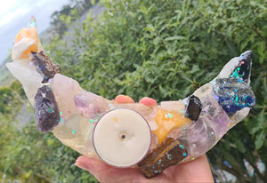 Sale🔥CRYSTAL CRESENT MOON CANDLE HOLDER-made by me