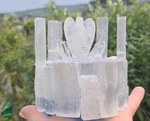 WISHING WELL ANGELIC SELENITE CRYSTAL LAMP made by me