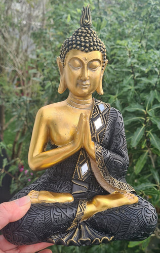 GOLD BLACK BUDDHA FIGURINE-Painted by me
