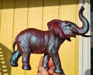 PAINTED TRUNK UP ELEPHANT FIGURINE