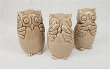 Load image into Gallery viewer, CERAMIC HEAR NO EVIL SEE NO EVIL SPEAK NO EVIL OWLS