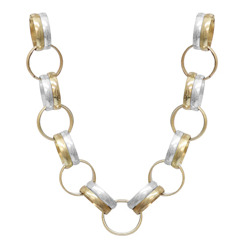 CHUNKY SILVER GOLD RING NECKLACE