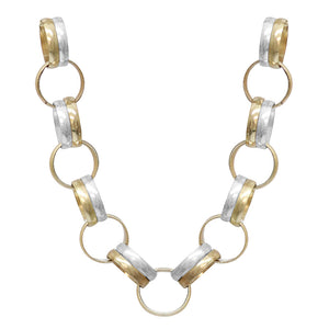 CHUNKY SILVER GOLD RING NECKLACE