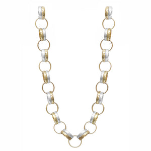 30cm CHUNKY SILVER GOLD RING NECKLACE