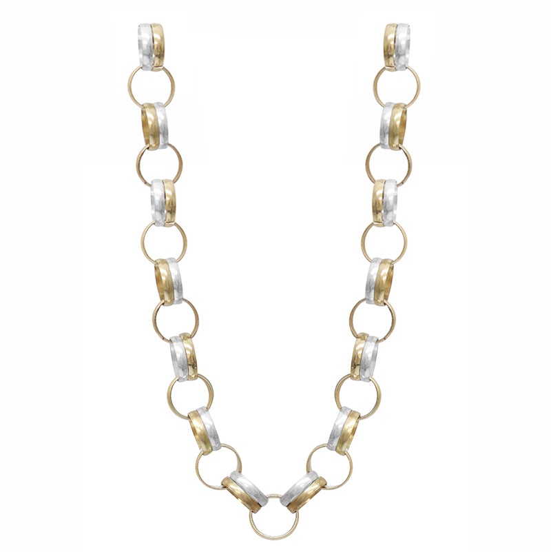 30cm CHUNKY SILVER GOLD RING NECKLACE