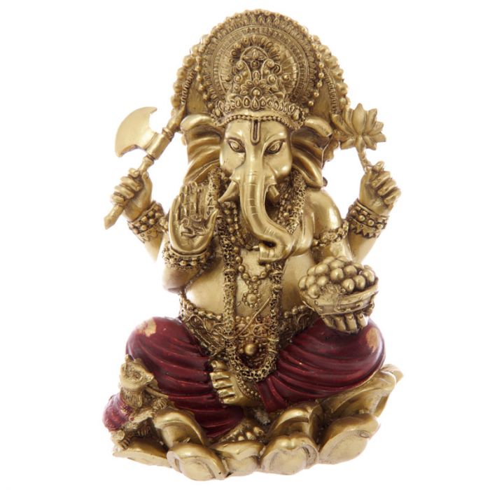 GOLD/ RED GANESH FIGURINE