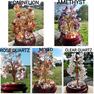 CRYSTAL GEM TREES ON WOOD/GEM BASE