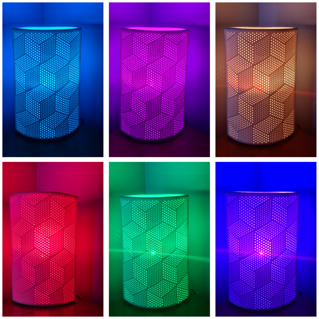 Sale💥UNIQUE COLOUR CHANGING WHITE GEOMETRIC CERAMIC  LAMP
