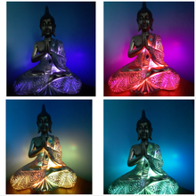 Load image into Gallery viewer, NEW LARGE UNIQUE COLOUR CHANGING DIAMOND MIRROR SARI BUDDHA LAMP-put together by me