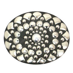 SILVER BLACK OVAL HAIR CLIP