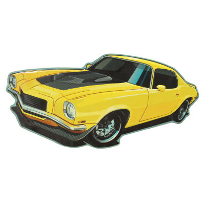 YELLOW CAMARO METAL WALL ART