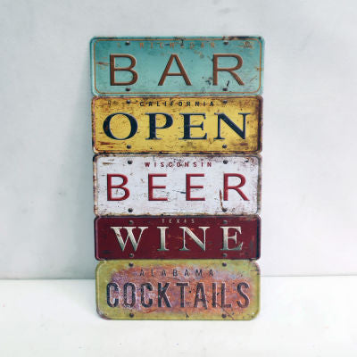 BAR OPEN METAL WALL ART