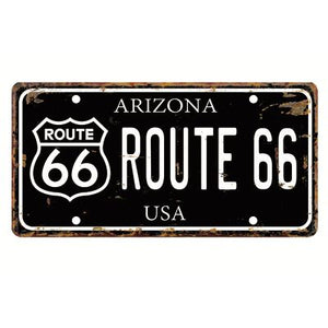 ROUTE 66 NUMBER PLATE METAL WALL ART